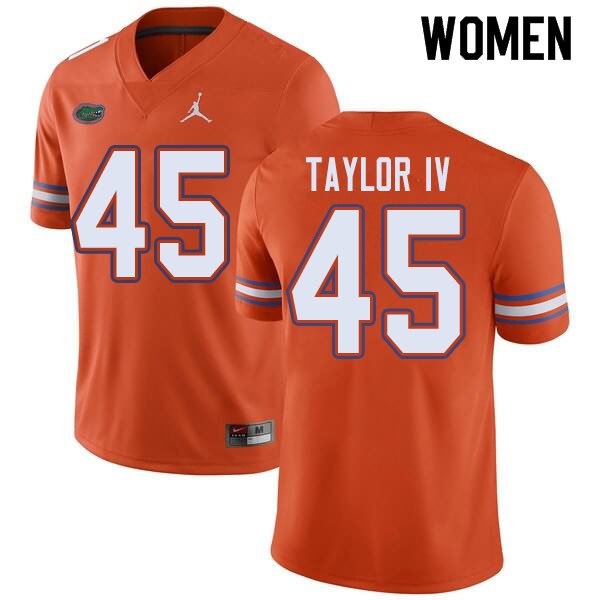 Women's NCAA Florida Gators Clifford Taylor IV #45 Stitched Authentic Jordan Brand Orange College Football Jersey KMJ1165ME